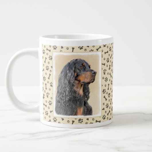 Grande Tasse Gordon Setter Peinture - Joli art original chien (Gauche)