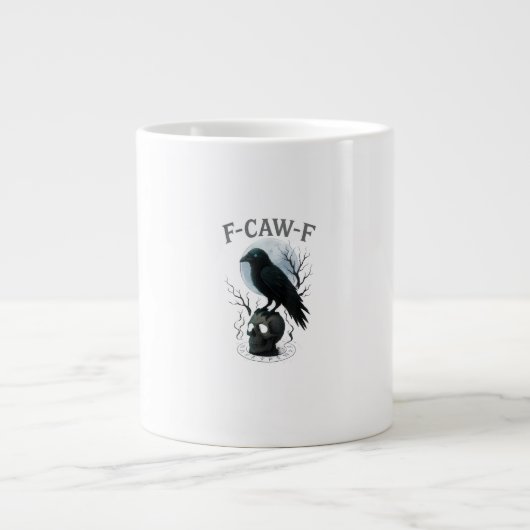 Grande Tasse Gothic Crow F Caw F Raven Skull Halloween Graphic  (Devant)