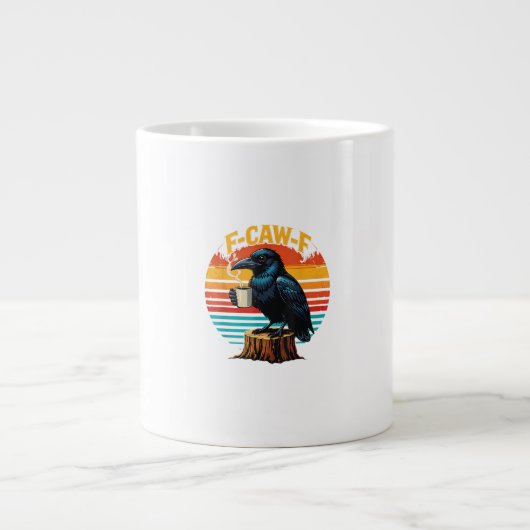 Grande Tasse Gothic Raven Funny Halloween F Caw F Coffee (Devant)