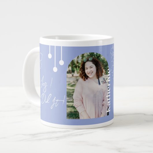 Grande Tasse Graduation Simple Foliage Photo Lavande (Devant gauche)