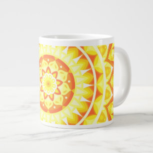 Grande Tasse Grand Mandala Jaune Clair Soleil Éclatant Bohème T