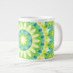 Grande Tasse Grand Mandala Vert Naturel Inspiré Bohème Extralar
