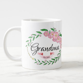 Grande Tasse Grandma personnalisée Créée Fleur Wreath