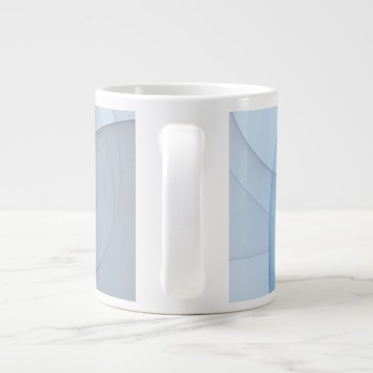 Grande Tasse Graphique d'art fractal gris bleu Abstrait moderne (Dos)