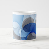 Grande Tasse Graphique d'art fractal gris bleu Abstrait moderne (Devant)