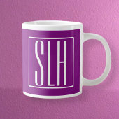 Grande Tasse Gras moderne 3 initiales Monogramme | Blanc et pou