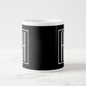 Grande Tasse Gras moderne 3 initiales Monogramme | Blanc sur no (Devant)