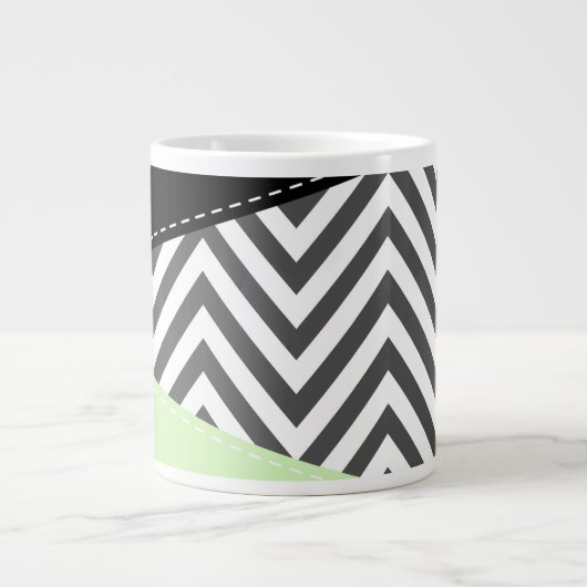 Grande Tasse Gray Zigzag, Gray Chevron, Zigzag Pattern, Mint (Devant)