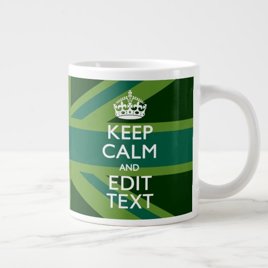 Grande Tasse Green Teal Keep Calm And Have Your Text Union Jack (Droite)