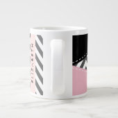 Grande Tasse Grey Zigzag, Grey Chevron, Rose, Votre Nom (Dos)