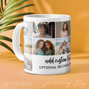Grande Tasse Grille de collage de 12 photos - 2 zones de texte