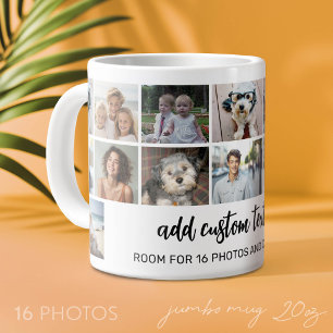 Grande Tasse Grille de collage photo 16 - 2 zones de texte - no