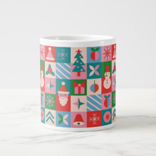 Grande Tasse Grille de thème de Noël colorée d'icônes de vacanc