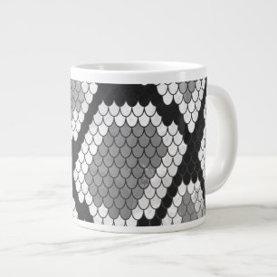 Grande Tasse Gris de serpent, blanc et noir