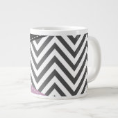 Grande Tasse Gris Zigzag, Gris Chevron, Motif Zigzag, Violet (Devant droit)