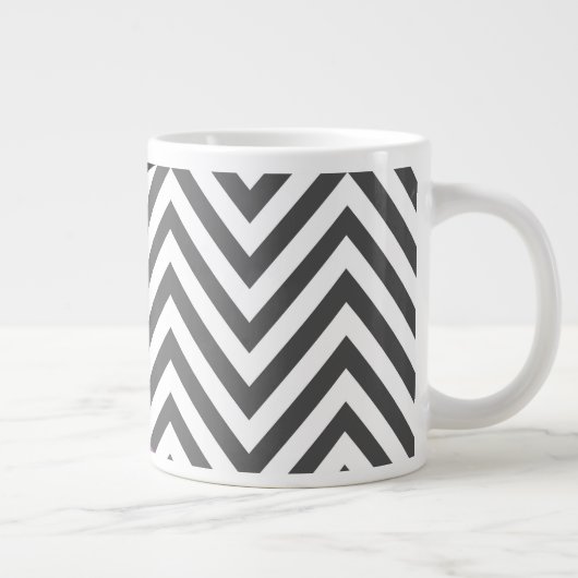 Grande Tasse Gris Zigzag, Gris Chevron, Motif Zigzag, Violet (Droite)