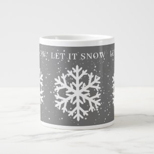 Grande Tasse Gros Flocon de neige blanc, LAISSEZ-LE NEIGER gris