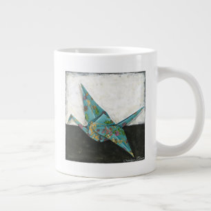 Grande Tasse Grue d'Origami aux motifs floraux