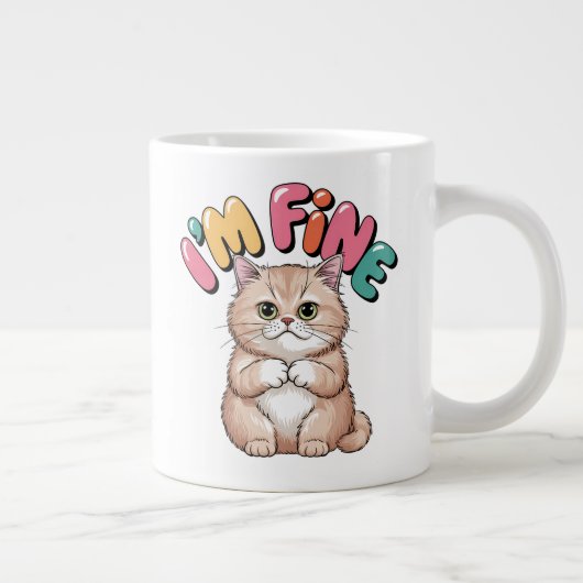 Grande Tasse Grumpy Cat "I'm Fine" Funny Cartoon Shirt (Droite)