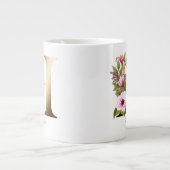 Grande Tasse H Lettre or Monogramme | Floral Magenta rose (Devant)