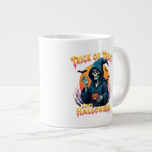Grande Tasse Halloween Spooky Vibes: Trick or Treat Skeleton (Devant droit)