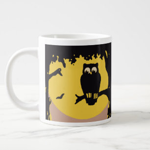 Grande Tasse Halloween vintage, hibou effrayant dans l'arbre av