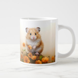 Grande Tasse Hamster Parmi Les Fleurs Oranges