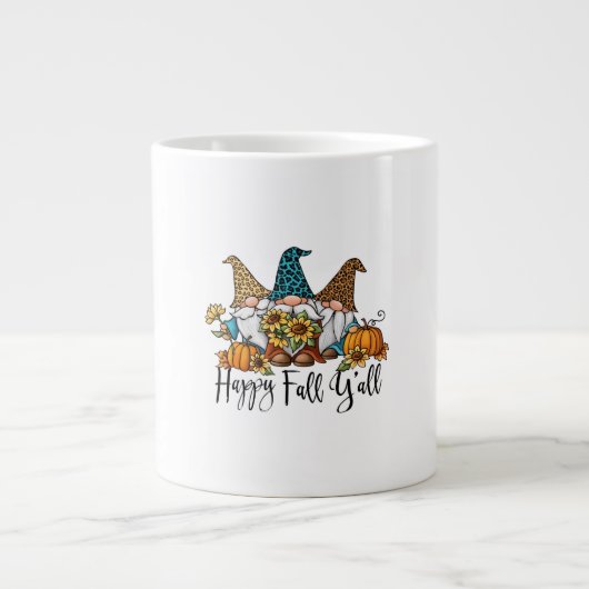 Grande Tasse Happy Fall Y'all Leopard Gnome (Devant)