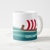 Grande Tasse Heureux Viking Ship (Devant droit)