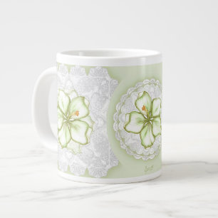 Grande Tasse Hibiscus & dentelle BLANC