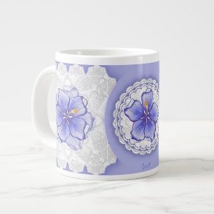 Grande Tasse Hibiscus & dentelle BLEU