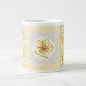 Grande Tasse Hibiscus & dentelle JAUNE (Devant)