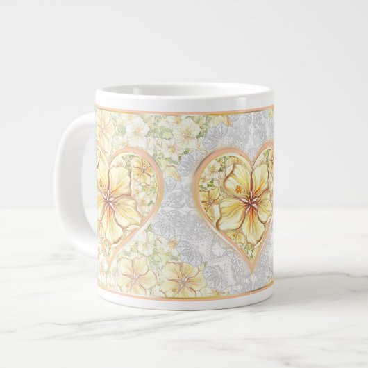 Grande Tasse Hibiscus & dentelle JAUNE (Devant gauche)