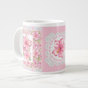 Grande Tasse Hibiscus & dentelle PINK