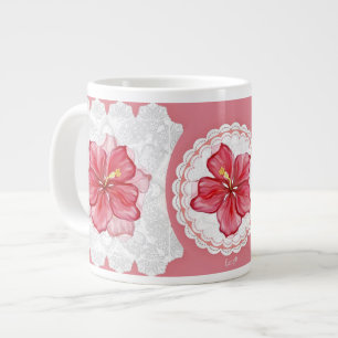 Grande Tasse Hibiscus & dentelle RED