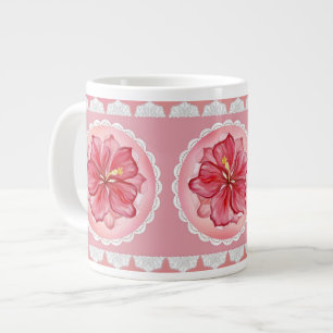 Grande Tasse Hibiscus & dentelle RED