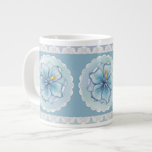 Grande Tasse Hibiscus & dentelle TURQUOISE