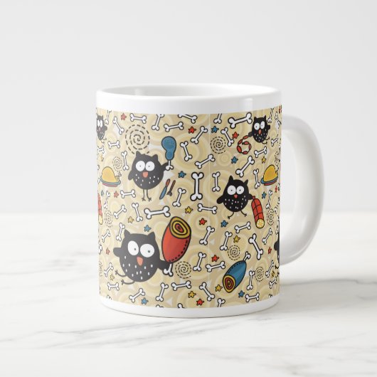 Grande Tasse Hibou avec le motif de viande (Devant droit)