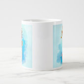 Grande Tasse Hippocampe d'aquarelle sur Turquoise (Devant)