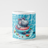 Hippopotame dans la piscine avec un nom