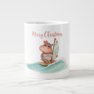 Grande Tasse Hippopotame de surf Bikini Noël