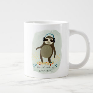 Grande Tasse Hipster Sloth   Rollin' Avec Mes Jams Lents