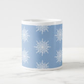 Grande Tasse Hiver Blue Ornamental G Clef Snowflake Motif (Devant)