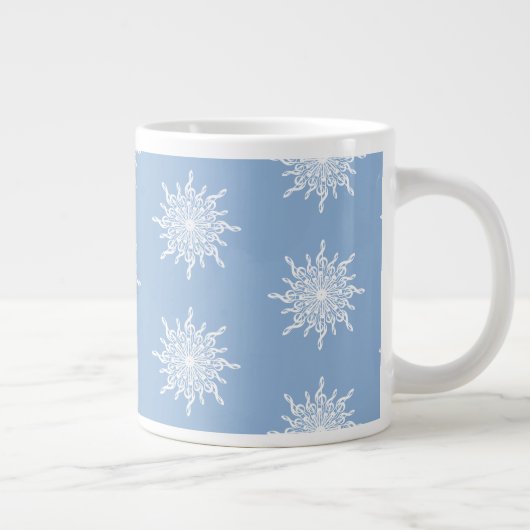 Grande Tasse Hiver Blue Ornamental G Clef Snowflake Motif (Droite)