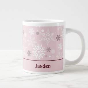 Grande Tasse Hiver Pastel Pink Snowflake Noël