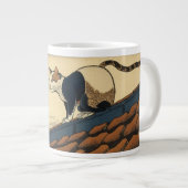 Grande Tasse Hokusai inspiré l'art avec un chat mignon (Devant droit)
