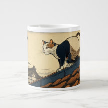 Hokusai inspiré l'art avec un chat mignon