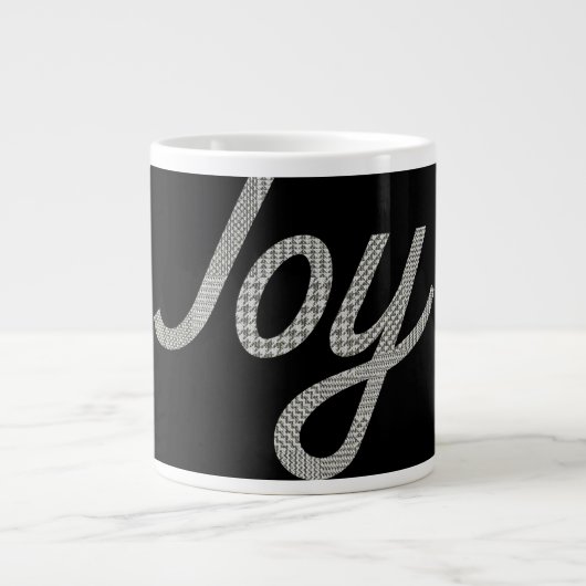 Grande Tasse Holiday Joy Houndstooth Motif en noir (Devant)