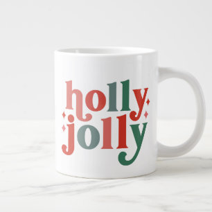 Grande Tasse Holly Jolly - Typographie des Fêtes Rétro