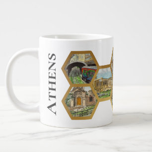 Grande Tasse Honeypeb Collage motif, Athènes Points de repère